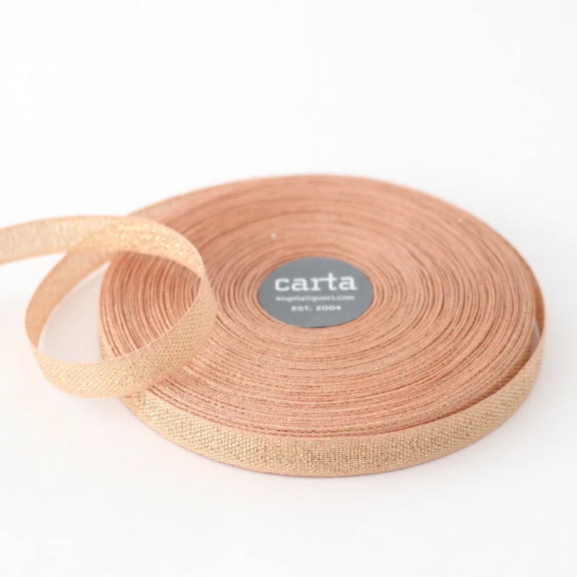 1/2m Studio Carta - Metallic Cotton Ribbon - Loose Weave - 1/2" - Peach/Gold