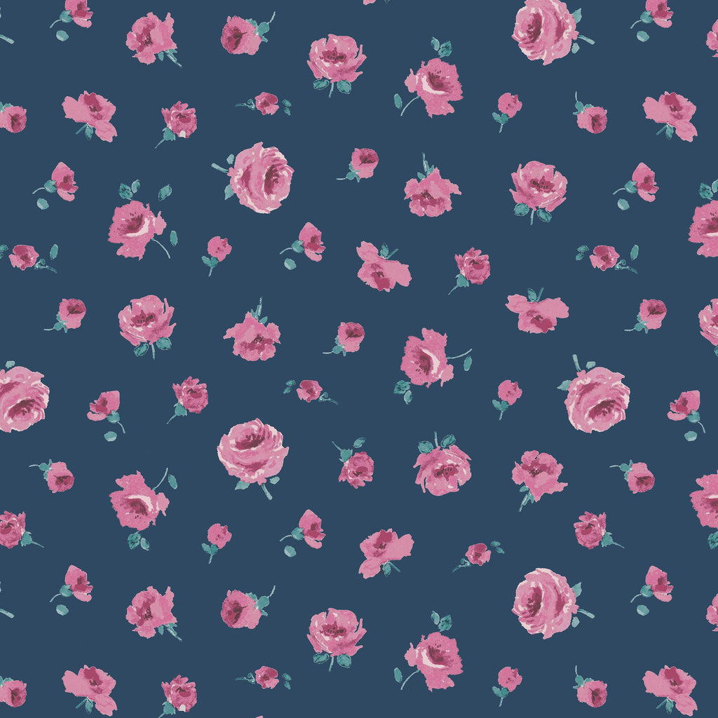 1/2m Liberty Cotton - Flower Show Midnight Garden - Mary Rose - Dusk
