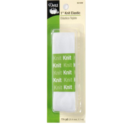 1" Knit Elastic - White - Per 1.1m