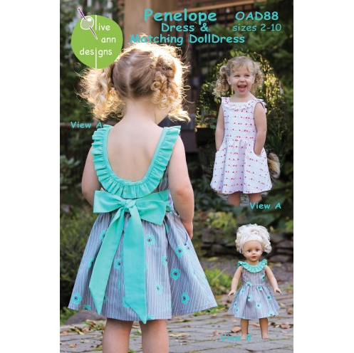 Olive Ann Designs - Penelope Dress with Matching Doll Dress Pattern