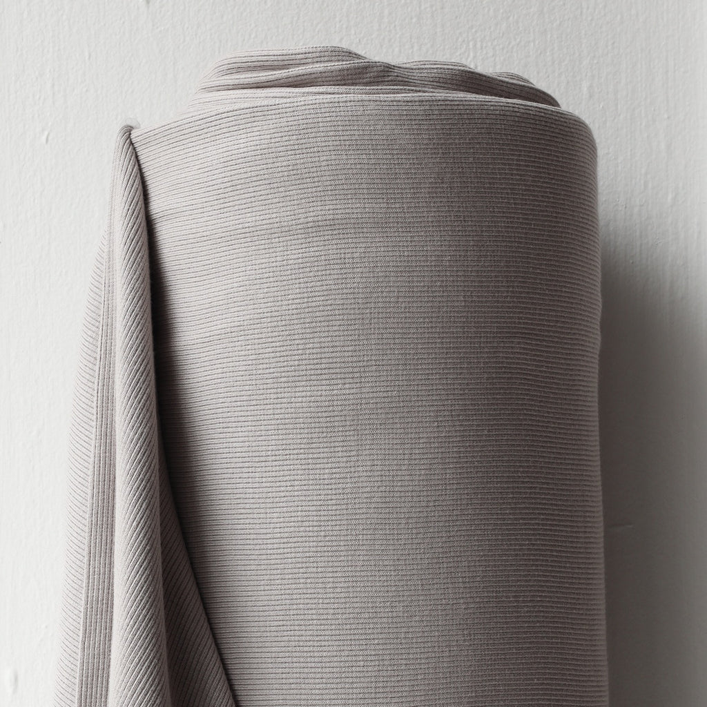 1/2m Bamboo Cotton Rib Knit - Soft Grey