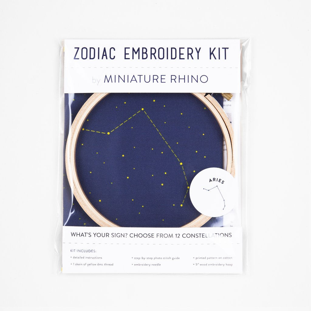 Miniature Rhino -  Aries Zodiac Embroidery Kit