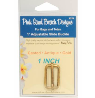 Pink Sand Beach Designs - 1" Adjustable Slid Buckle - Antique Gold