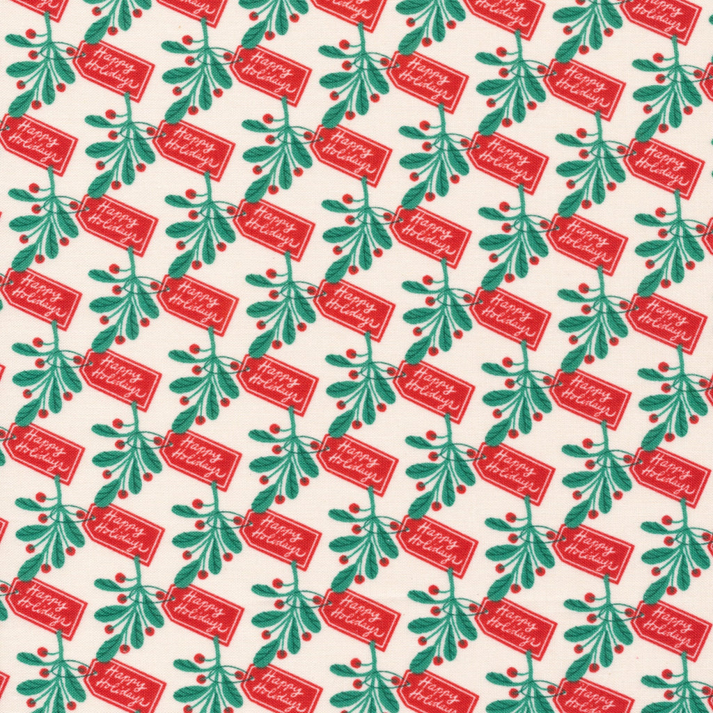 1/2m Cloud9 Fabric - Lori Rudolph - Christmas Past - Happy Holidays - Cream/Multi