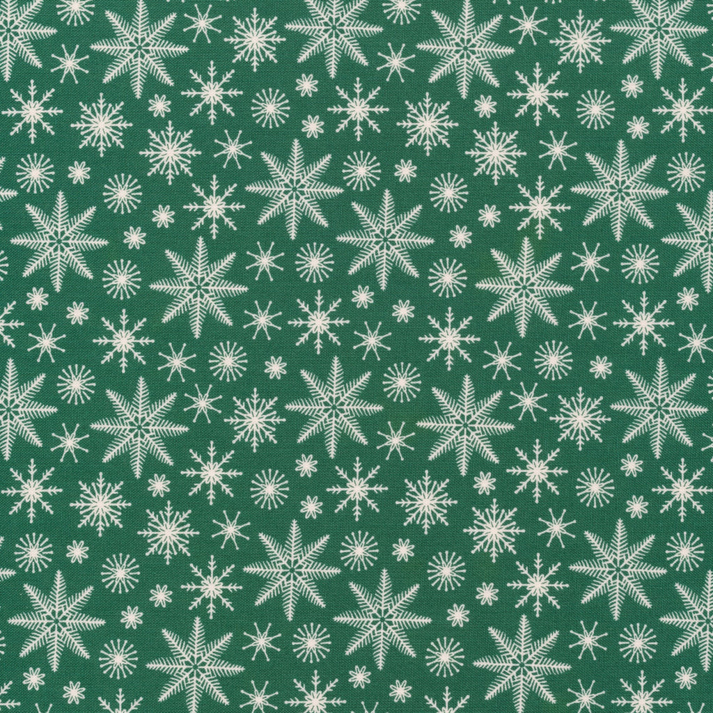 1/2m Cloud9 Fabric - Lori Rudolph - Christmas Past - Snowfall - Evergreen