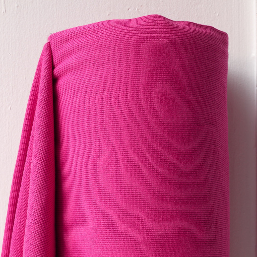 1/2m Bamboo Cotton Rib Knit - Bright Pink
