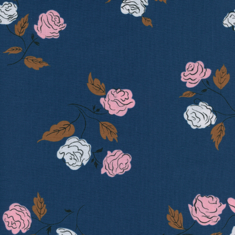 1/2m - Cotton and Steel - Kimberly Kight - Steno Pool - Roses - Midnight