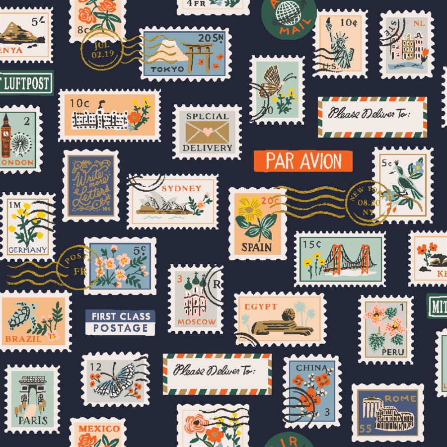 1/2 Rifle Paper Co - Bon Voyage - Postage Stamps - Navy
