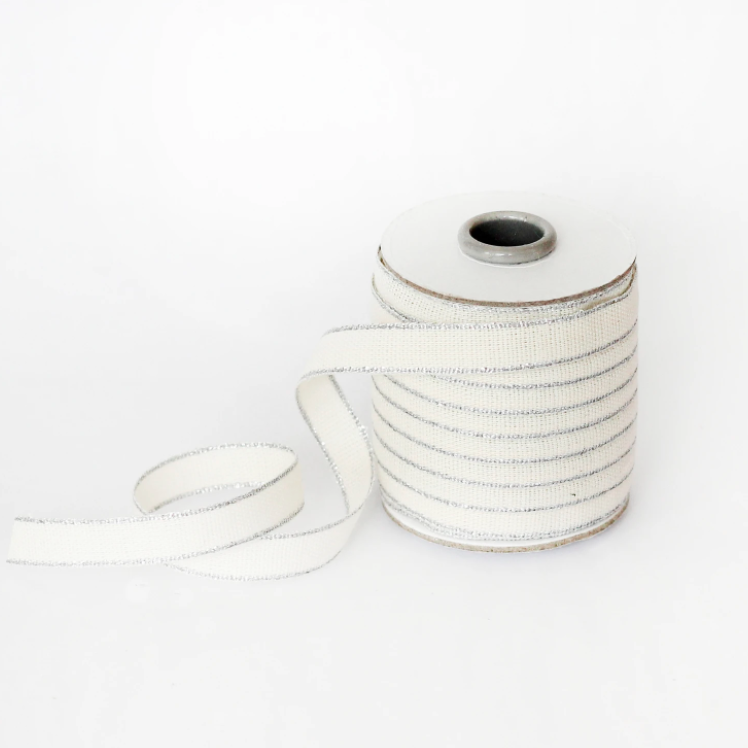 1/2m Studio Carta - Drittofilo Cotton Ribbon - 3/8" - Natural/Silver