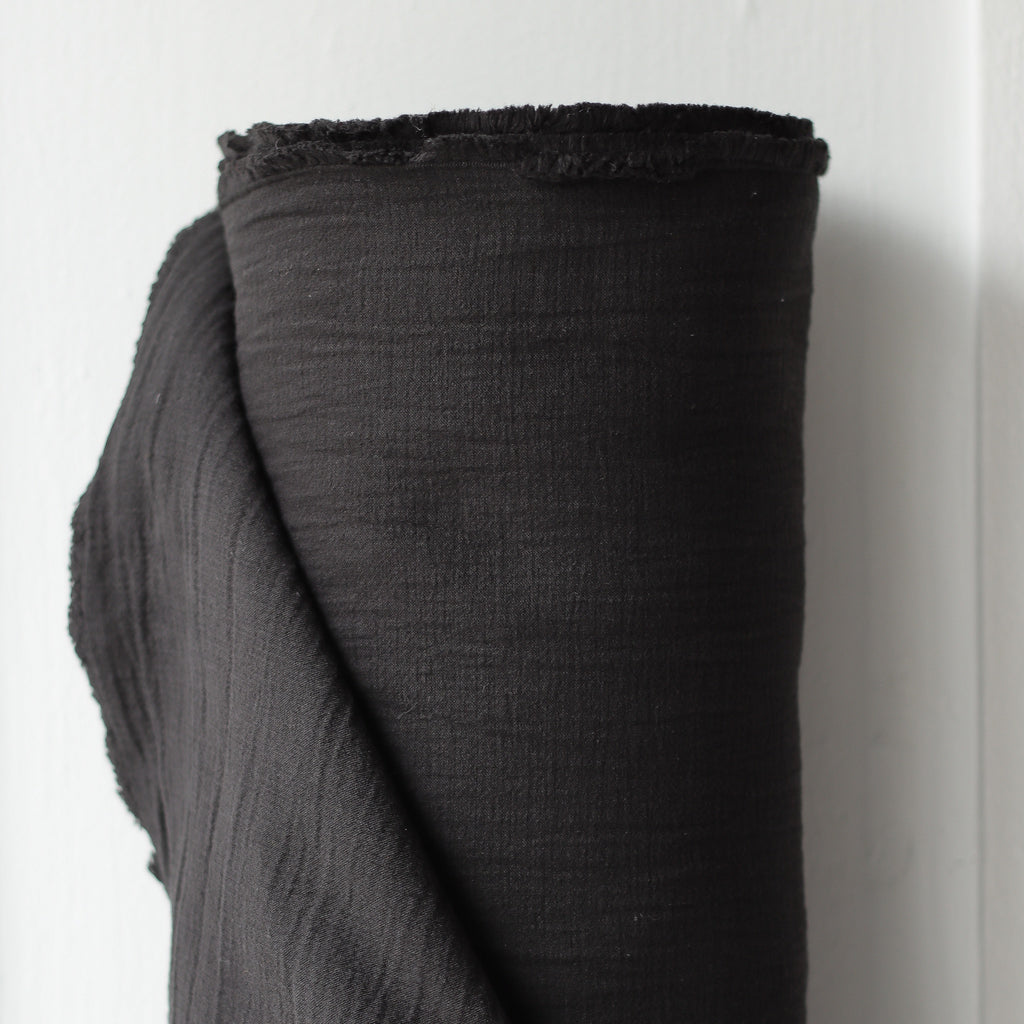 1/2m Textured Cotton Double Cloth - Black