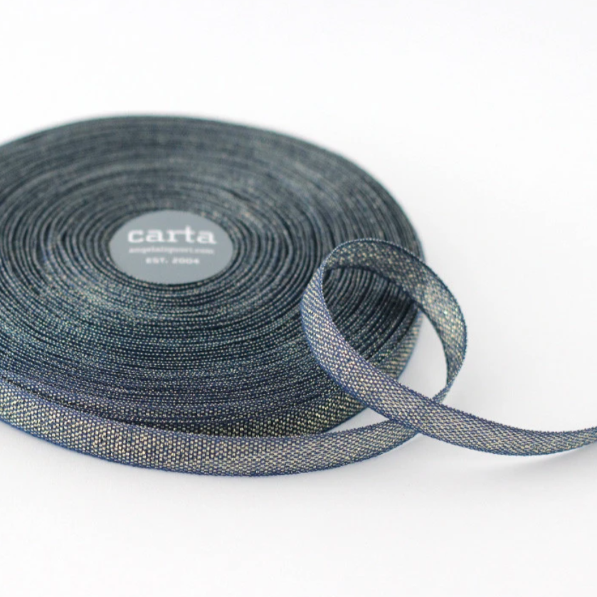 1/2m Studio Carta - Metallic Cotton Ribbon - Loose Weave - 1/2" - Navy/Gold