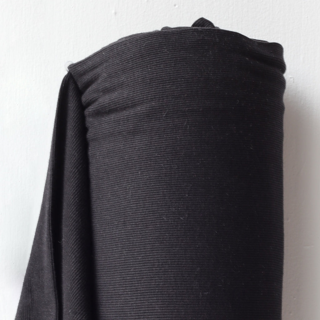 1/2m Bamboo Cotton Rib Knit - Black