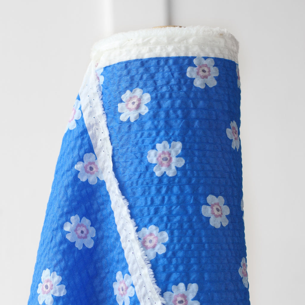 1/2m Crinkle Cotton - Daisy - Periwinkle