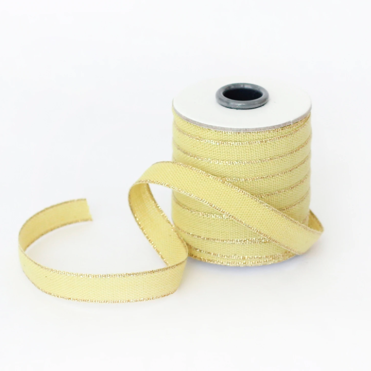 1/2m Studio Carta - Drittofilo Cotton Ribbon - 3/8" - Chartreuse/Gold