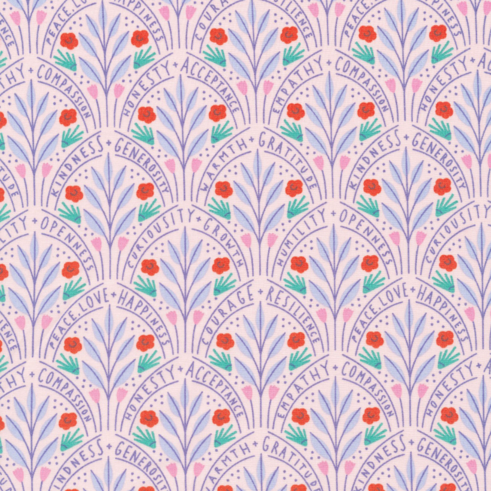 END OF BOLT - Cloud9 Fabric - Elizabeth Olwen - Universal Love - Flower Guides - 0.58m