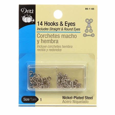 Hooks Eyes & Loops - Silver - Size 1