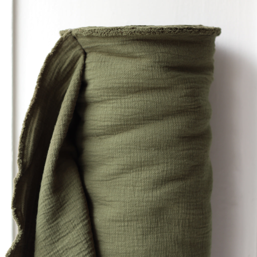 1/2m Textured Cotton Double Cloth - OD Green