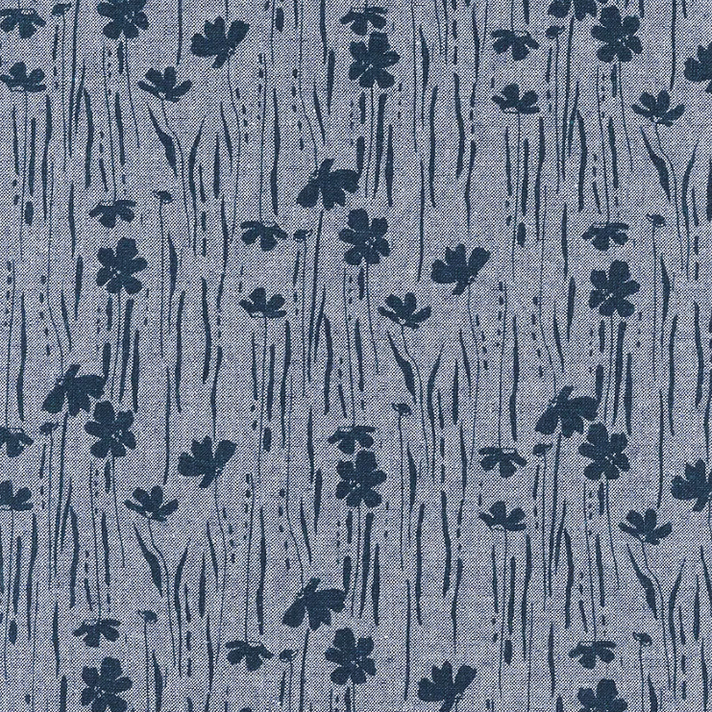 1/2m Anna Graham - Around the Bend - Petunia - Linen Cotton - Denim