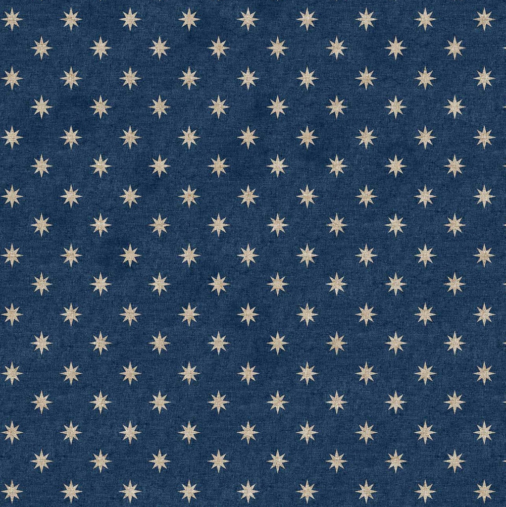 END OF BOLT - Ghazal Ravazi - Terra - Linen Cotton - Stars - Navy - 0.48m