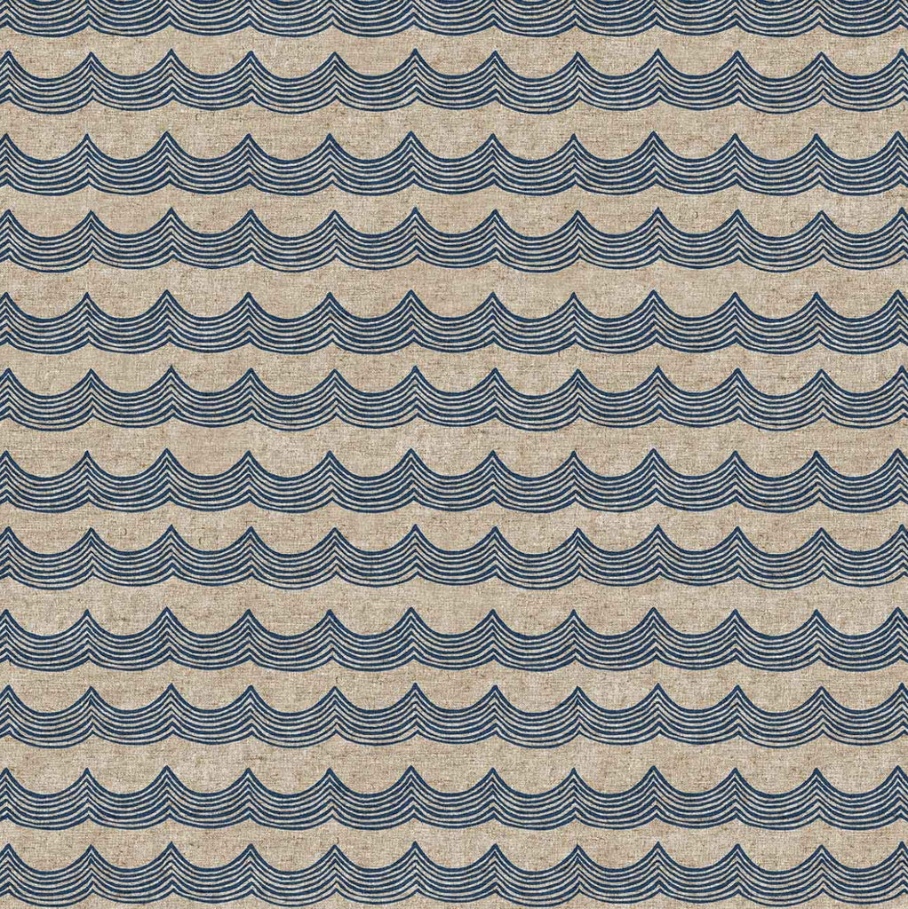 1/2m Ghazal Ravazi - Terra - Linen Cotton - Waves - Navy