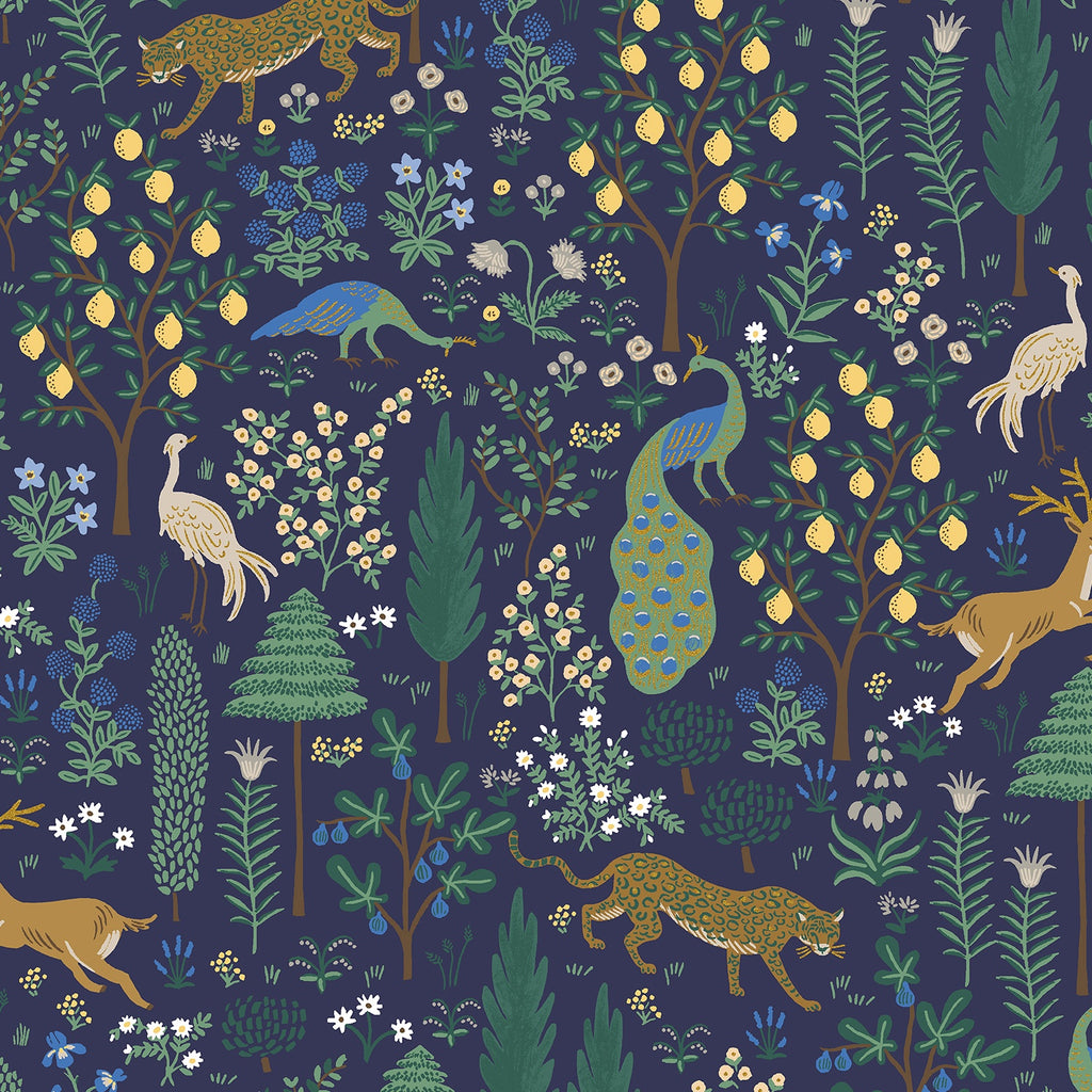 1/2m Rifle Paper Co - Camont - Menagerie - Navy Metallic