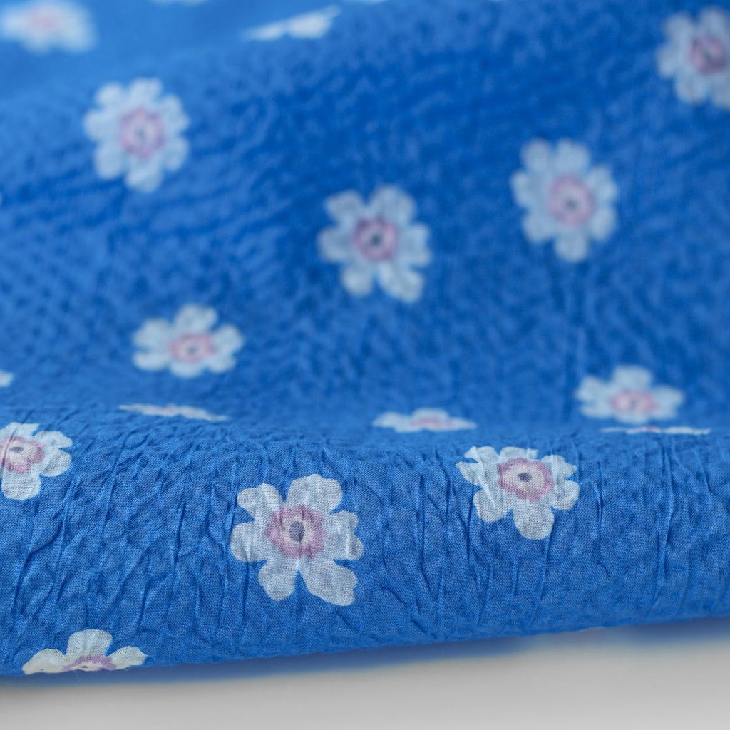 1/2m Crinkle Cotton - Daisy - Periwinkle