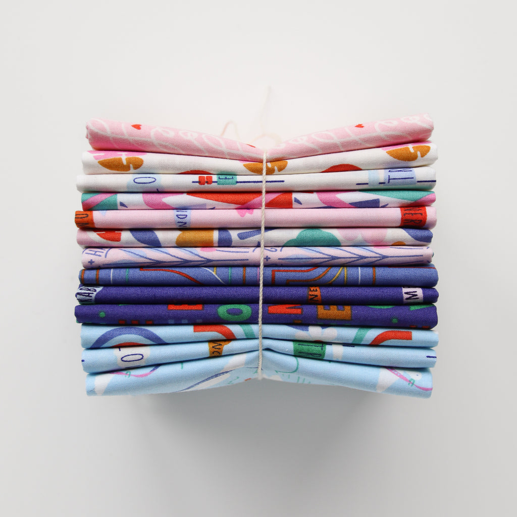 Fat Quarter Bundle - Cloud9 - Organic Quilting Cotton - Elizabeth Olwen - Universal Love - 13 Pieces