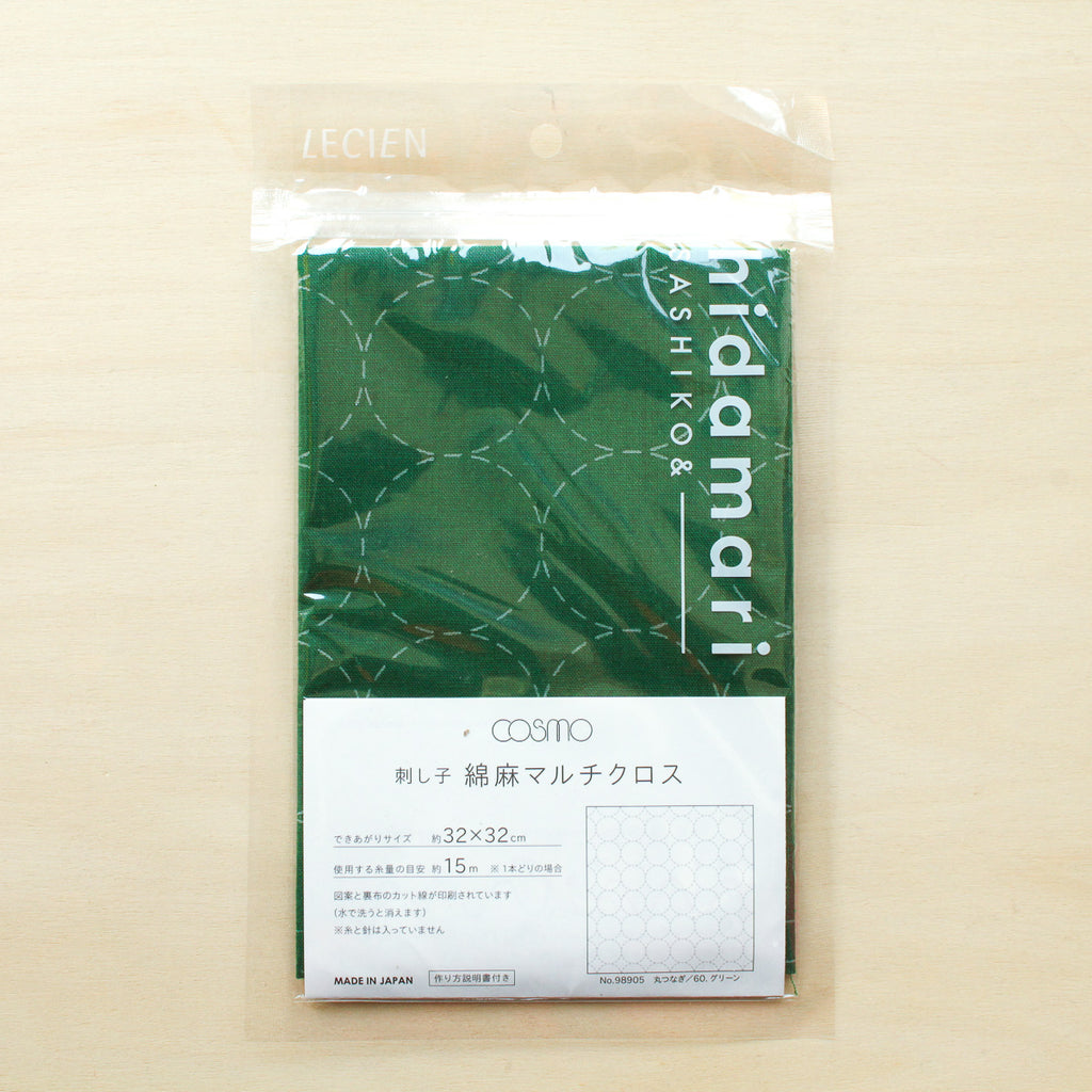 Hidamari Cosmo - Sashiko Pre-Printed Sampler - Maru-tsunagi 98905-60 - Green