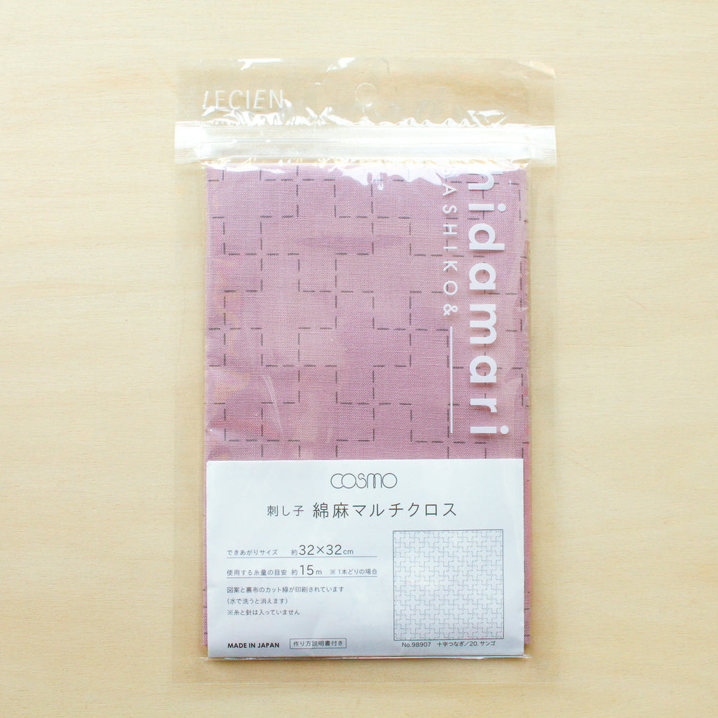 Hidamari Cosmo - Sashiko Pre-Printed Sampler - Juji-tsunagi 98907-20 - Blush Pink