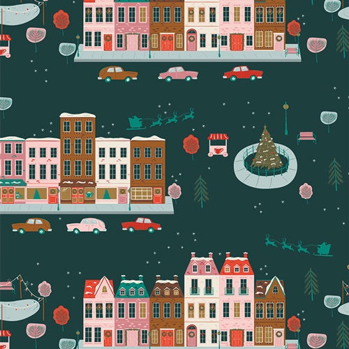 1/2m Art Gallery Fabrics - Christmas in the City - Joyful Boulevard Night