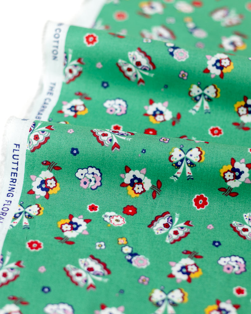 1/2m Liberty Cotton - Carnaby - Fluttering Floral - Cypress