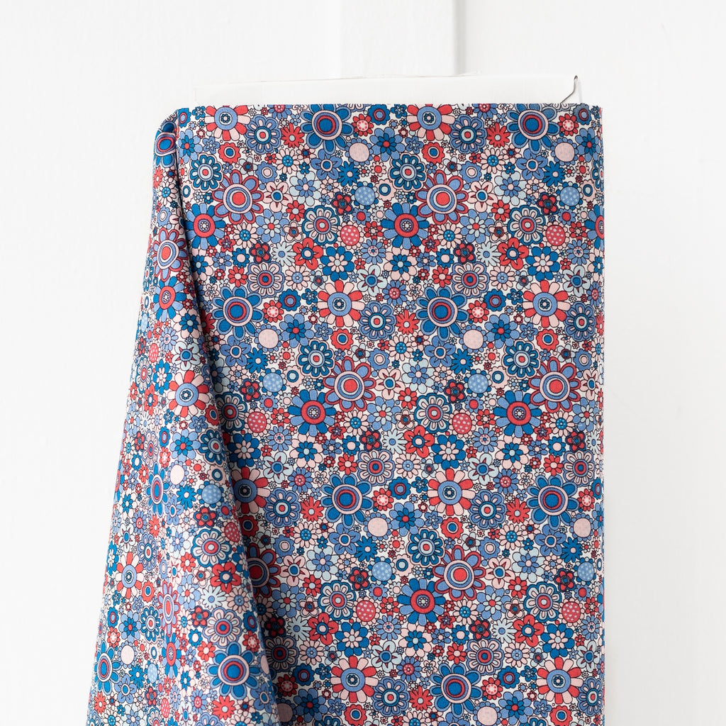 END OF BOLT - Liberty Cotton - Carnaby - Paradise Petals - Steel Blue - 0.48m