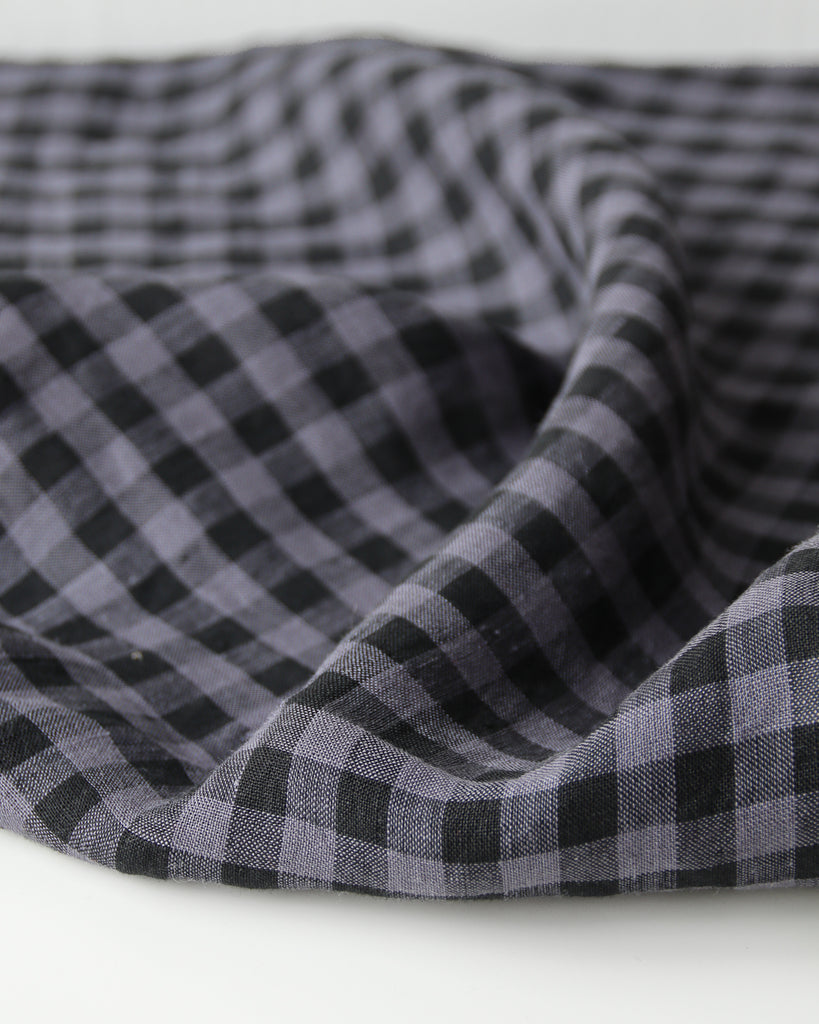 1/2m Linen - Lightweight Yarn Dyed Check - Gingham - Charcoal