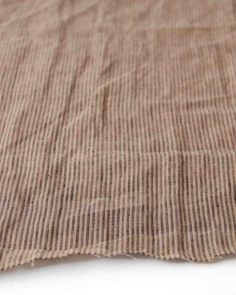 1/2m Linen - Lightweight Yarn Dyed Stripe - Pencil Stripe - Latte