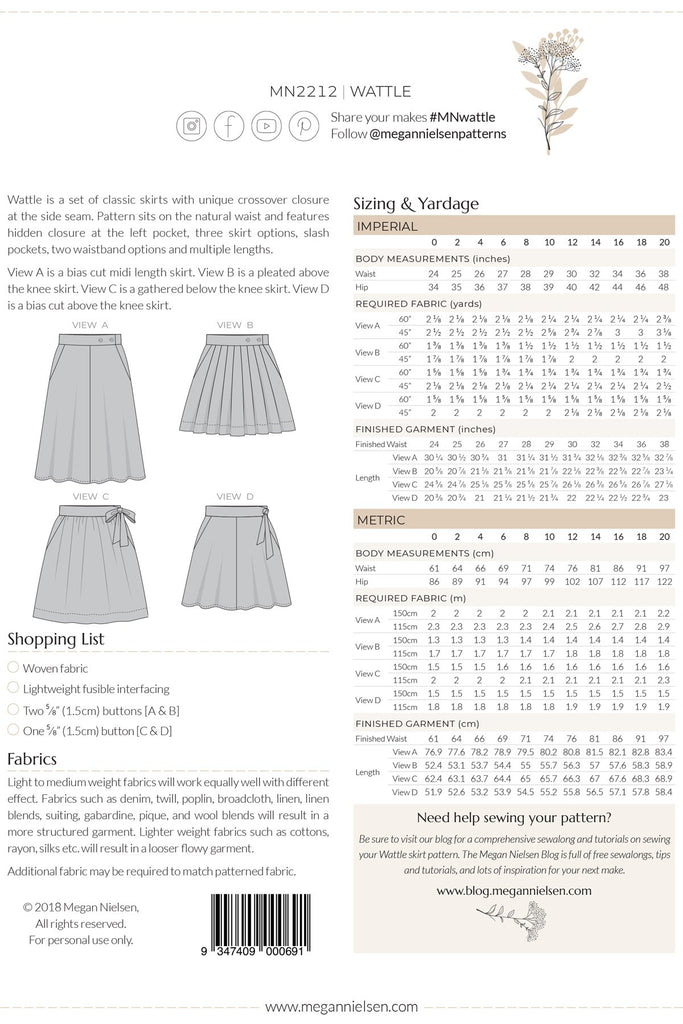 Megan Nielsen Patterns - Wattle Skirt