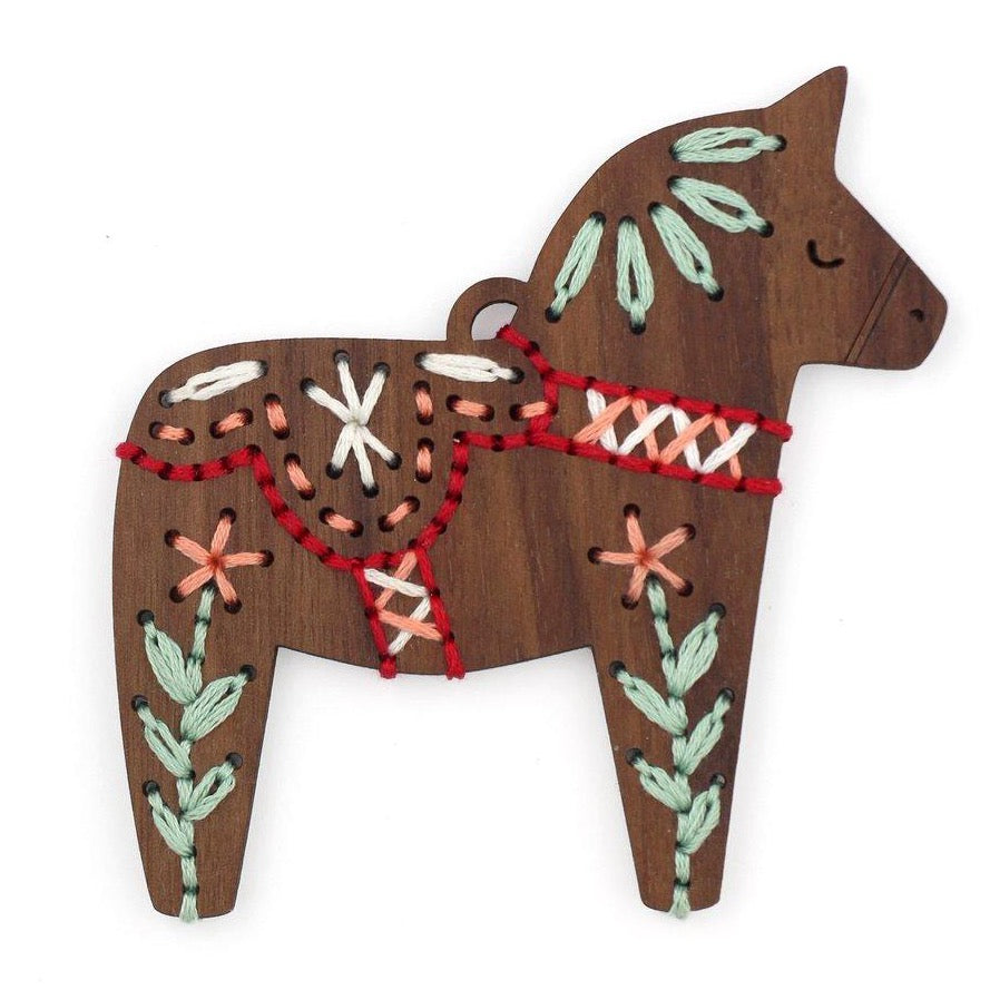 Kiriki Press - DIY Stitched Ornament Kit - Dala Horse