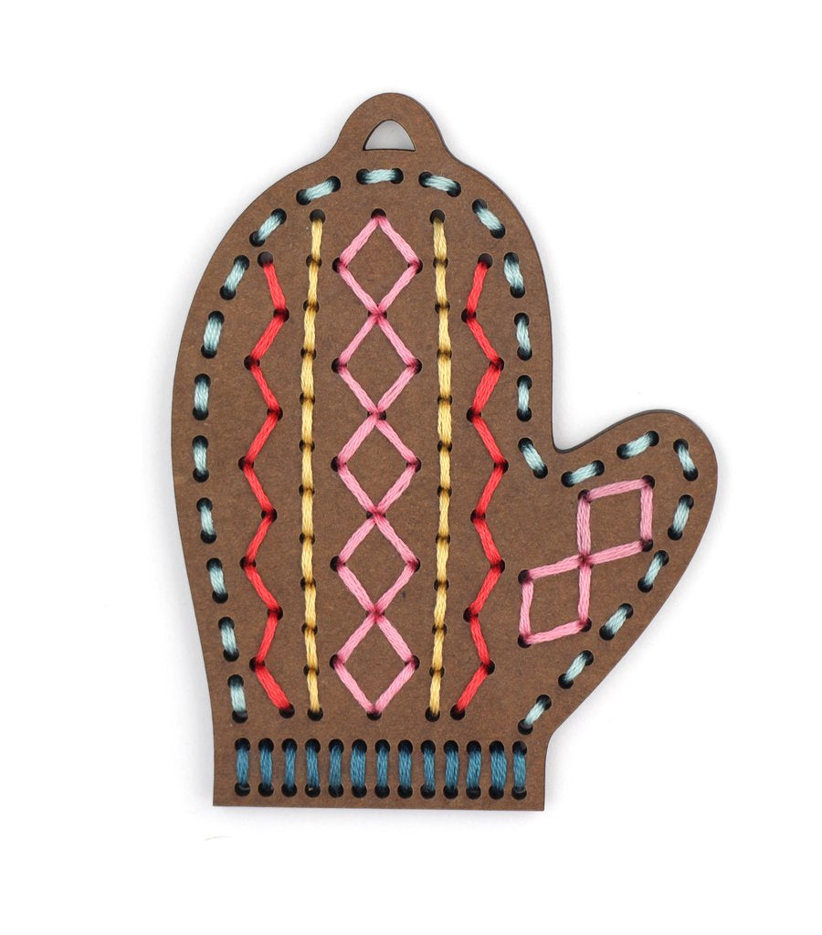 Kiriki Press - DIY Stitched Ornament Kit - Gingerbread Mitten Ornament