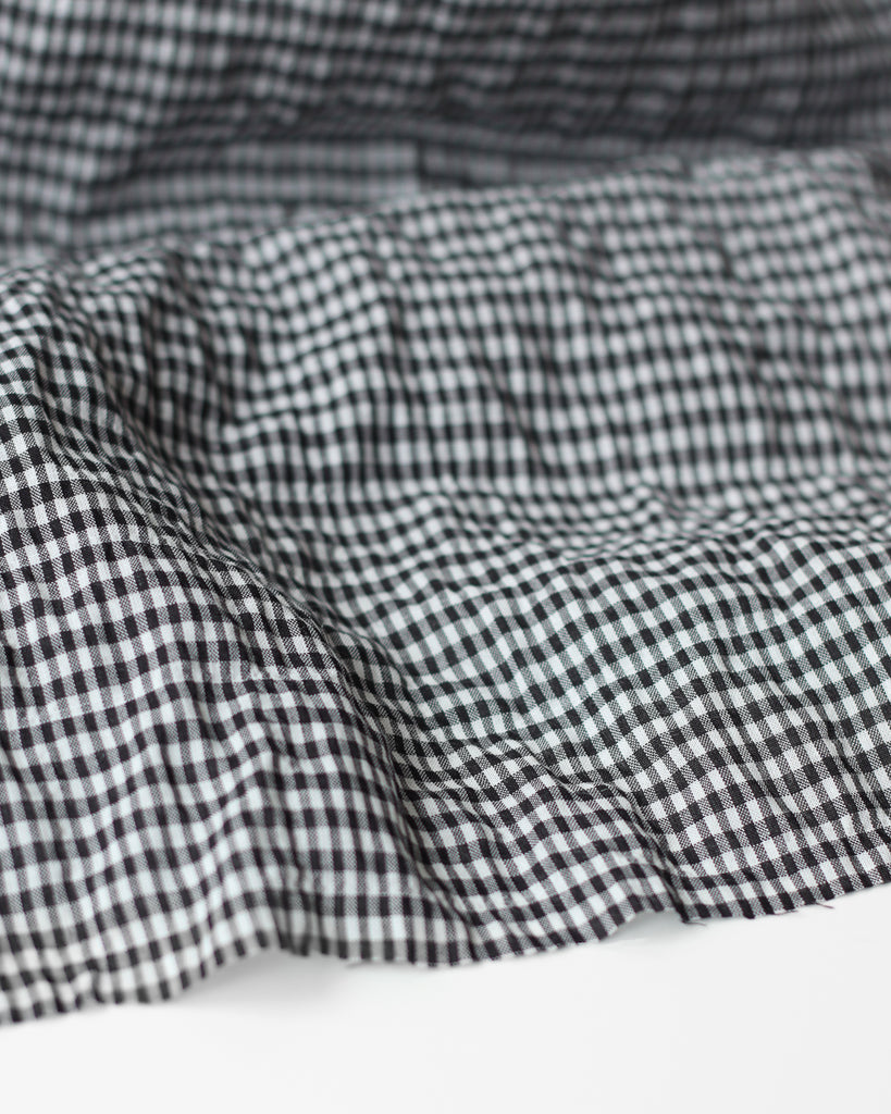 1/2m Cotton Tencel - Plaid Shirring - Mini Plaid - B&W
