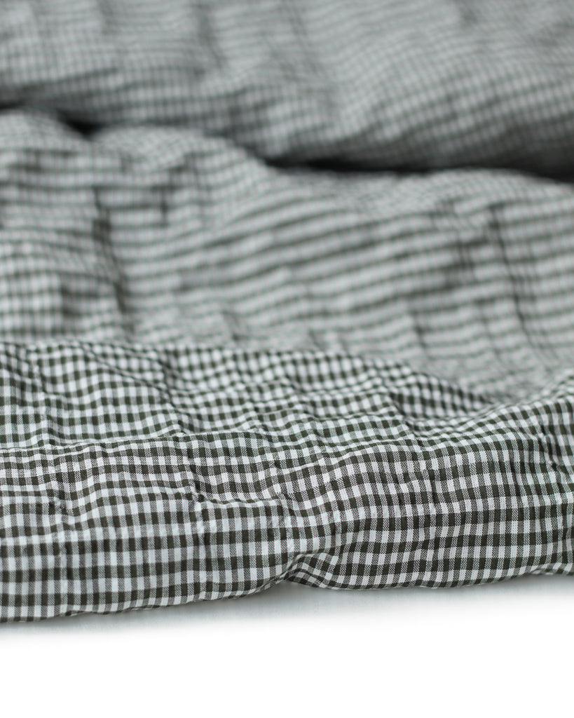 1/2m Cotton Tencel - Plaid Shirring - Mini Plaid - Pewter Green