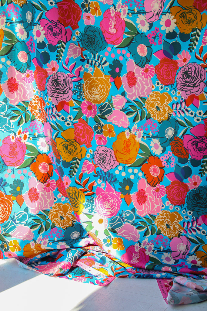 1/2m Ruby Star Society - Melody Miller - Rise - 108" Quilt Back Sateen - Bloom - Bright Blue