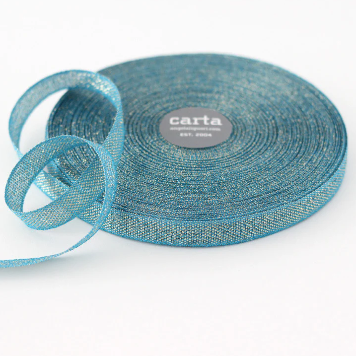 1/2m Studio Carta - Metallic Cotton Ribbon - Loose Weave - 1/2" - Peacock/Gold