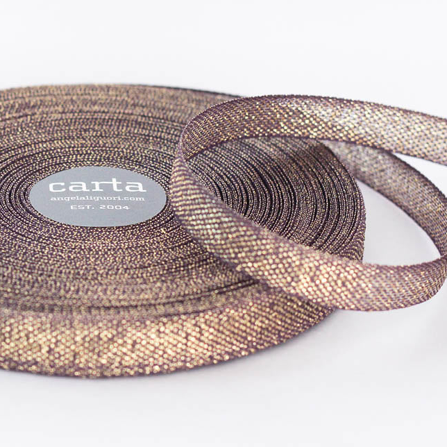1/2m Studio Carta - Metallic Cotton Ribbon - Loose Weave - 1/2" - Plum/Gold