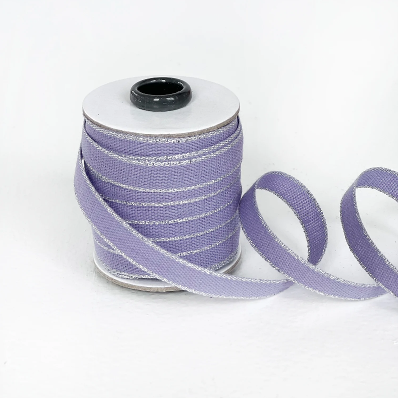 1/2m Studio Carta - Drittofilo Cotton Ribbon - 3/8" - Lavender/Silver