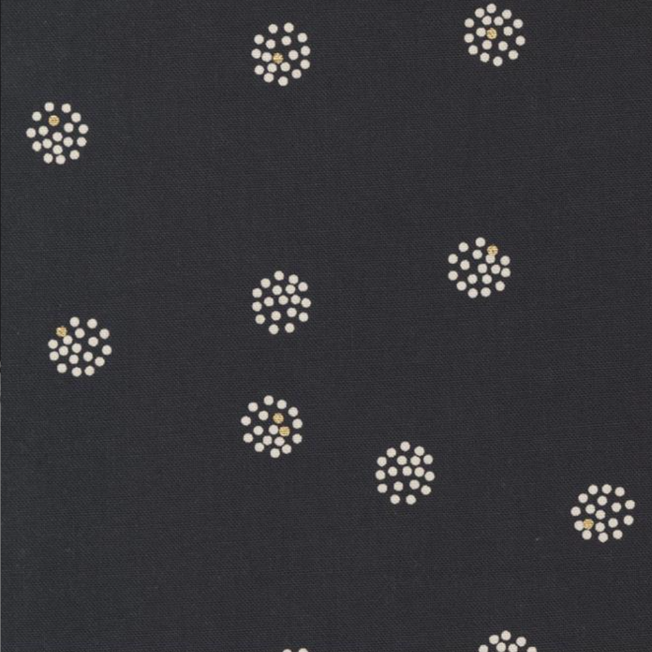 1/2m Zen Chic - CANVAS - Think Ink - Dottie's Dots - Black - Metallic