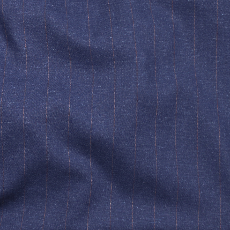 1/2m Linen Viscose Stripe - Navy/Brown
