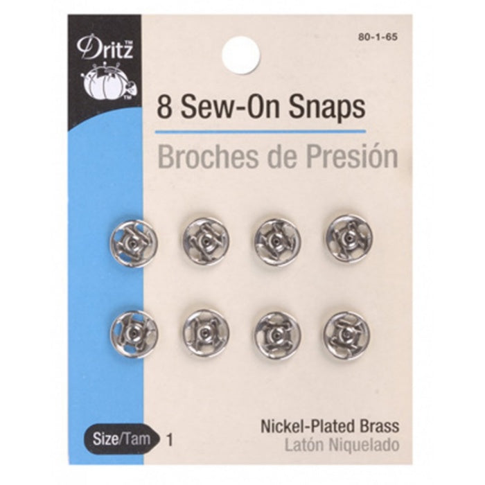 Snaps - Sew-on - Size 1 - Nickel