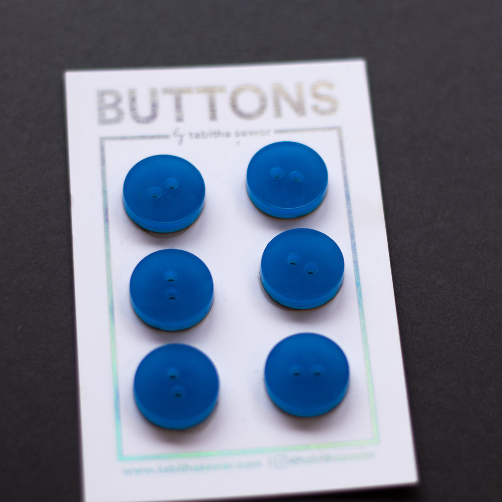 Tabitha Sewer - Buttons - 15mm (0.59") - Ocean Blue Classic Circle - 6 count