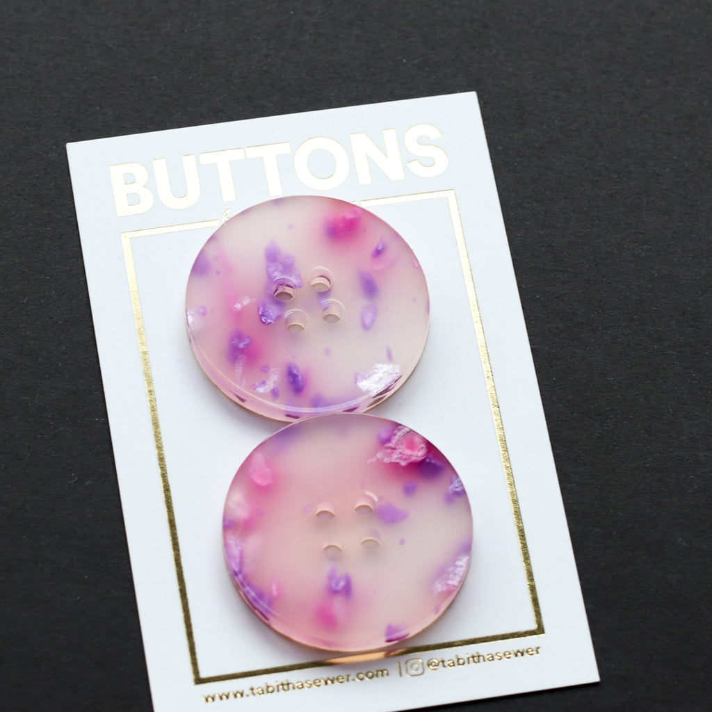 Tabitha Sewer - Buttons - 31.75mm (1.25") - Pink/Purple Resin Inspired XL - 2 count