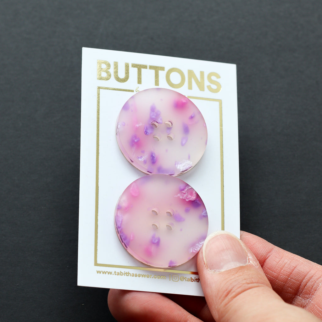 Tabitha Sewer - Buttons - 31.75mm (1.25") - Pink/Purple Resin Inspired XL - 2 count