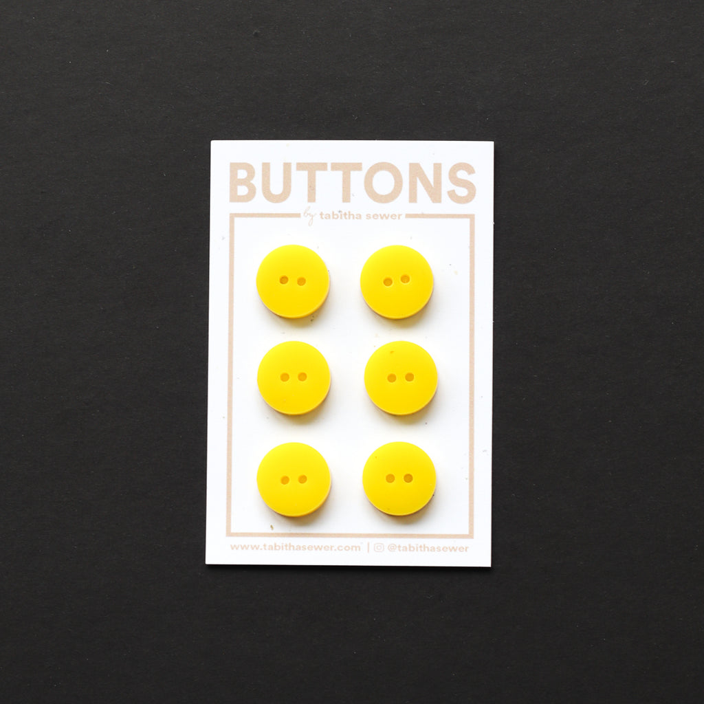 Tabitha Sewer - Buttons - 15mm (0.59") - Yellow Classic Circle - 6 count